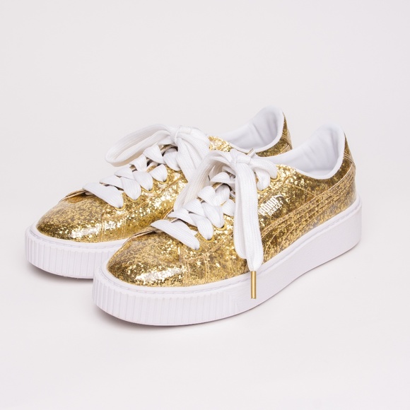 Puma Shoes | Puma Basket Platform Glitter Sneaker Size 8 | Poshmark